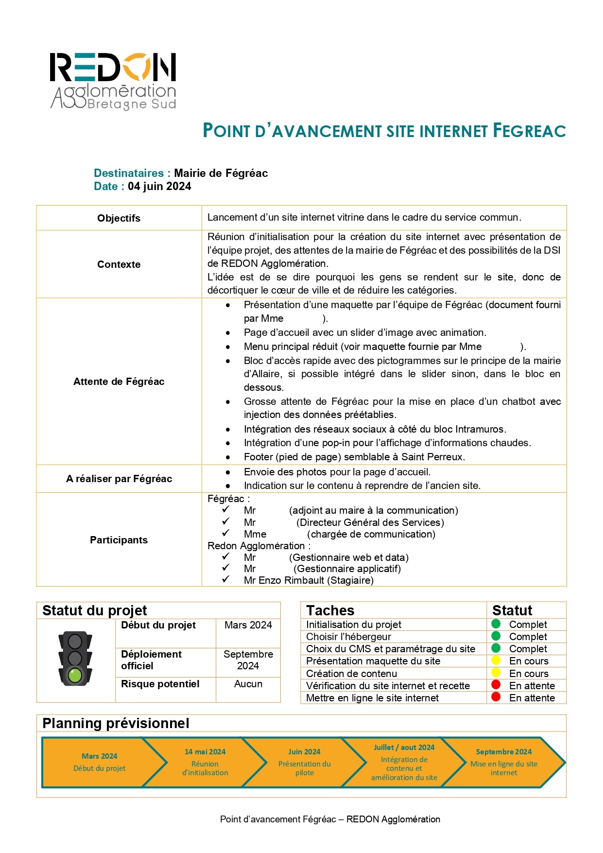Suivi de projet Fégréac